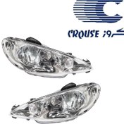 تصویر چراغ جلو کروز مناسب پژو 206 جفت Crouse Automotive Front Left & Right Lighting For Peugeot 206