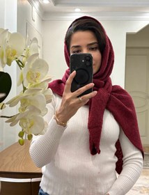 تصویر روسری پاییزه سه گوش - خردلی Autumn scarf