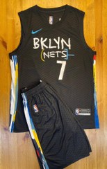 تصویر لباس بسکتبال بروکلین 2024 رنگ مشکی شماره 7 کیفیت +A تایلندی Brooklyn 2024 basketball uniform, black color, number 7, Thai quality +A