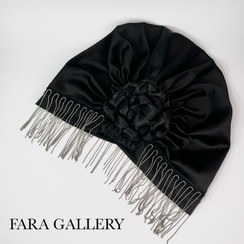 تصویر توربان مجلسی ساتن آویزدار 