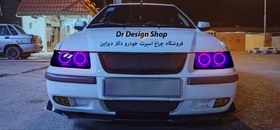 تصویر چراغ جلو اسپرت برند مدرن و جم ساز طرح BMW مولتی کالر مناسب برای سمند بسته دو عددی - جم ساز / داخل مشکی 