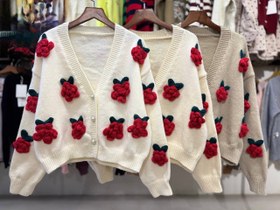 تصویر کاردیگن بافت وارداتی گل رز 