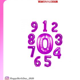 تصویر بادکنک فویلی عدد بنفش 