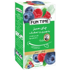 تصویر چای دسر سبز (بلوبری و تمشک) فان تایم بسته 12 عدد تی بگ 