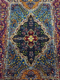 تصویر فرش دستباف 4متری تمام پشم لول بافت نقش هریز رنگ طبیعی کد 0600008 Handmade 4m full wool rug,Heriz design,Turkish knot,Organic color code 0600008