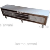 تصویر میز تلویزیون سفید 150 در40 در 53 آینه خور چوبی برند کارما - میز TV 