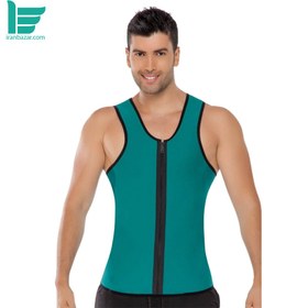 تصویر جلیقه لاغری فیتنس لاتکس مردانه زیپ دار مارگون  - Margoun Fitness Latex Zipper Body Shaper Reversible Training Vest 