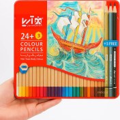 تصویر مداد رنگی آریا مدل 3022 ظرفیت ۲۴ رنگ + ۳ عدد رایگان 