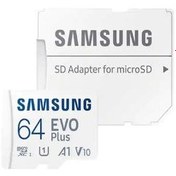 تصویر کارت حافظه microSDXC سامسونگ مدل EVO PLUS U1 A1 V10 استاندارد UHS-I ظرفیت 64 گیگابایت SAMSUNG EVO PLUS U1 A1 V10 64G 64GB A1, Class 10, U1, V10 130MB/s 30MB/s