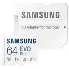 تصویر کارت حافظه microSDXC سامسونگ مدل EVO PLUS U1 A1 V10 استاندارد UHS-I ظرفیت 64 گیگابایت SAMSUNG EVO PLUS U1 A1 V10 64G 64GB A1, Class 10, U1, V10 130MB/s 30MB/s