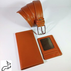 تصویر ست کمربند و جاکارتی و کیف پول چرم طبیعی کد 149 Card Holder set and key holder