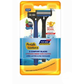 تصویر خودتراش مردانه پنج لبه مدل Comfort5 بسته 2 عددی پرلایف Perlife Comfort5 Blade Razor For Men 2 PCS