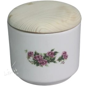 تصویر قندان درب دار مدل گل قرمزی 