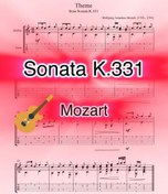 تصویر نت گیتار Theme from Sonata K331 موتسارت همراه با تبلچر و اجرای نت 