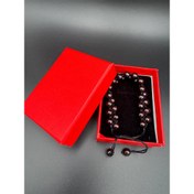 تصویر دستبند سنگ گارنت قرمز تیره اصل 