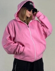 تصویر سوییشرت کلاهدار بیسیک زنانه کد 2273 Women's basic hooded sweatshirt code 2273