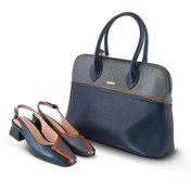 تصویر ست کیف و کفش زنانه چرم یلسان مدل 946-ANEMOR-MC رنگ سرمه ای 