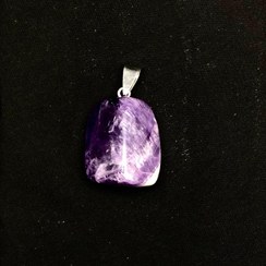 تصویر مدال سنگ امیتیست تاملبر شده بنفش رنگ به وزن 11 گرم Amethyst