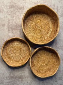 تصویر سبد حصیری لب کنگره 3تکه 