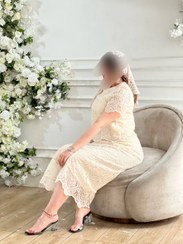 تصویر ست شومیز و دامن گیپور پولک دوری شده ماه رخ 