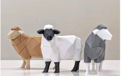 تصویر پازل سه بعدی طرح گوسفند با اتصالات آهن ربایی - سفید 