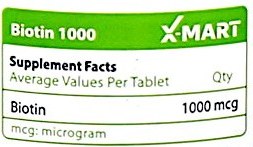 تصویر قرص بیوتین 1000 میلی گرم 60 عدد ایكس مارت X Mart Biotin 1000 mcg 60 Tablets