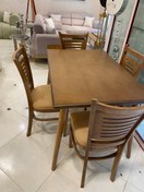 تصویر غذاخوری ۴ نفره پالیزبرای انتخاب رنگ چوب وپارچه کارشناسان ما باشما تماس میگیرند - ۴تا۱۲نفره 