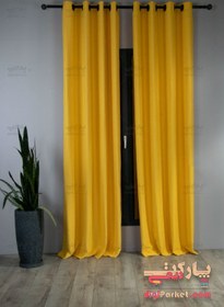 تصویر پرده پانچ کتان زرد Yellow linen punch curtain