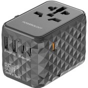 تصویر شارژر مسافرتی چند پورت 65 وات یونیورسال پاورولوجی مدل Powerology Universal Multi-Port Travel Adapter PD 65W 