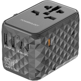 تصویر شارژر مسافرتی چند پورت 65 وات یونیورسال پاورولوجی مدل Powerology Universal Multi-Port Travel Adapter PD 65W 