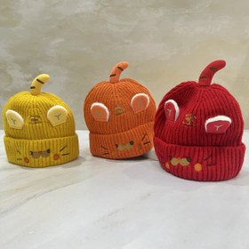 تصویر کلاه بافتنی کاموایی زمستانی گرم کودک و نوزاد طرح دار عروسکی 