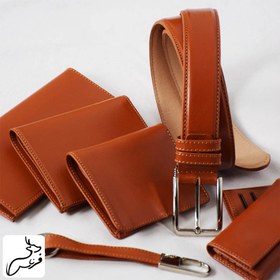 تصویر ست مردانه کیف و کمربند چرم کد 105 