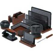 تصویر ست رومیزی اداری ۸ تکه چوب و فلز شهاب تحریر 