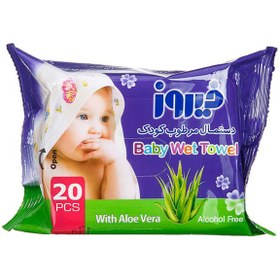 تصویر دستمال مرطوب پاکتي فيروز بسته 20 عددي Wet wipes in a big bag of 20 Firooz bags