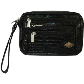 تصویر کیف دستی مسافرتی چرمی طراحی شده مشکی برند laveri leather Leather Designer Travel Hand Pouch Bag Black