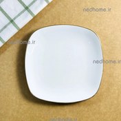 تصویر بشقاب میوه خوری تک چینی زرین طرح لب طلایی کواترو فله ای – درجه یک 