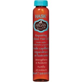 تصویر روغن مو آرگان با خاصیت ترمیم و درخشان کننده برند hask Argan Oil Repairing Shine Hair Oil