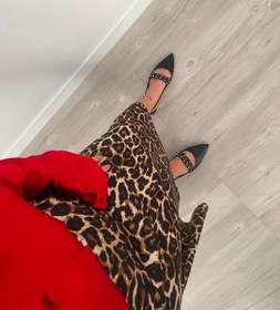 تصویر دامن ساتن پلنگی 