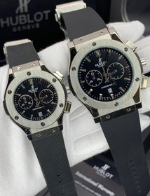 تصویر ساعت مچی ست هوبلو HUBLOT BIG BANG طوسی صفحه مشکی HBB-210 