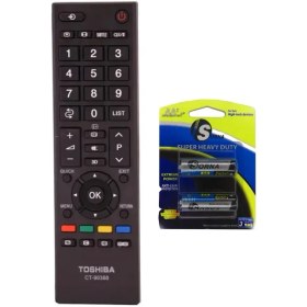 تصویر کنترل تلویزیون توشیبا TOSHIBA مدل CT - 90380 به همراه باتری 