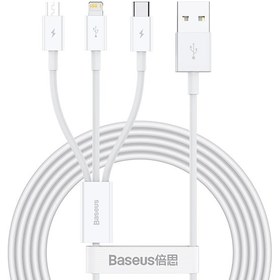 تصویر کابل شارژ سریع سه سر بیسوس مدل CAMLTYS طول 1.5 متر Baseus Superior 3in1 USB Cable CAMLTYS - Lightning / USB Type C / micro USB - 1.5m