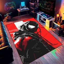 تصویر فرش اتاق گیمینگ طرح مردعنکبوتی زمینه قرمز DC-1832 