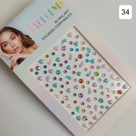 تصویر بسته ۱۲ عددی نگین چسبی آرایشی(کد ۳۳٫۳۴٫۳۹) - کد۳۴ 