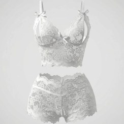 تصویر ست دانتل رنگ سفید کد: 101408 