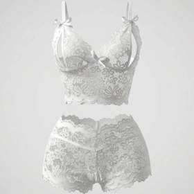 تصویر ست دانتل رنگ سفید کد: 101408 