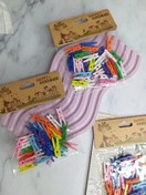 تصویر پک ۳۰ عددی گیره رنگی چوبی 