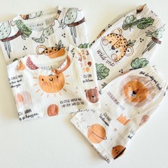 تصویر ست تیشرت و شرتک کبریتی طرح جنگل سبز سایز ۴ تا ۶ سال 