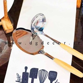 تصویر کفگیر و ملاقه دسته بامبو 