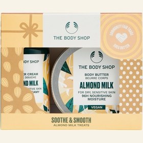 تصویر پک هدیه کره بدن و شاور ژل بادی شاپ با رایحه شیر بادام | Body Shop Soothe & Smooth Almond Milk Treats 