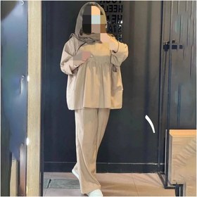 تصویر ست دو تیکه شومیز مانتویی و شلوار عروسکی جنس لینن سایز ۳۶ تا ۴۲ 